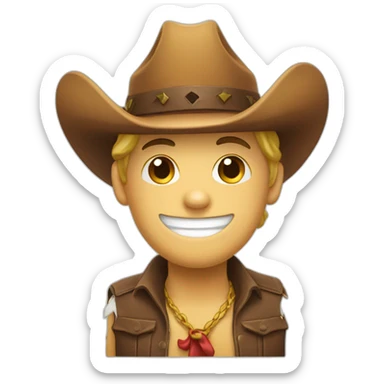 smile emoji whit thumb up and cow boy hat sticker