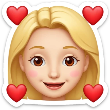 Smirking face with hearts all around showing love sticker