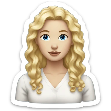 blond women , neck curly hair,white skin , blue eyes sticker
