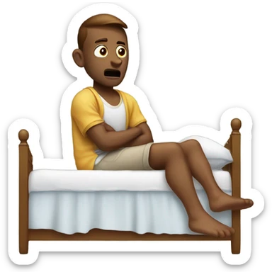 Man in bedroom cramp in calf  sticker