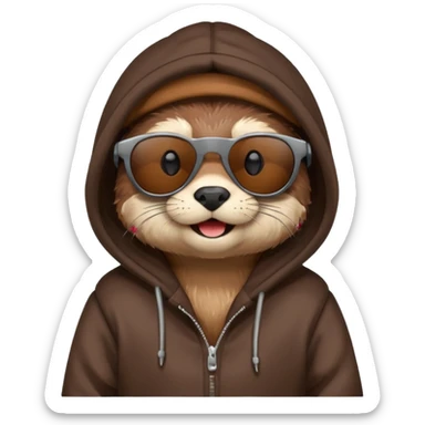 Otter with sunglasses and a hoodie sticker