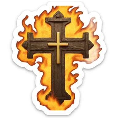 Cross with earth on fire  sticker