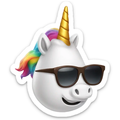 poop with sunglasses and a unicorn horn sticker