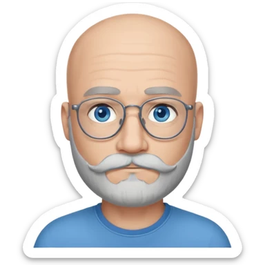 Bald man with blue eyes grey beard and moustache. Hipster.  sticker