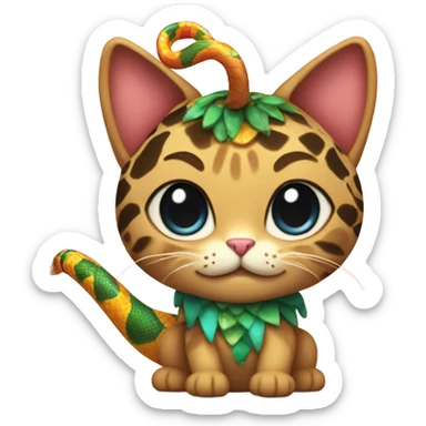 cat in a cute snake costume sticker