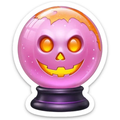 pastel pink orange halloween   globe sticker
