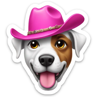 Dog with Cowboy hat and pink Voodoo sticker