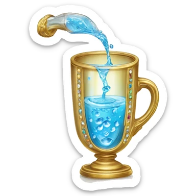 Cup of water poured into a beautiful bejeweled glass  sticker