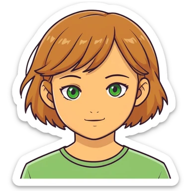 Green eyes light brown hair tan skin  sticker
