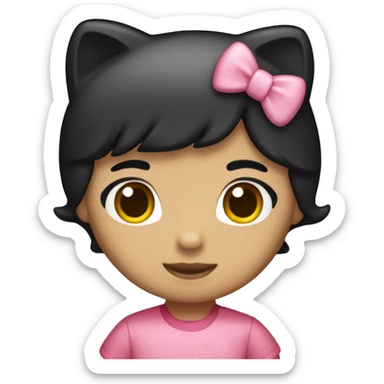 hispanic black haired hello kitty with tan skin sticker