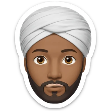 Black male, goatee beard, wearing a cloth-wrapped turban-style head covering sticker