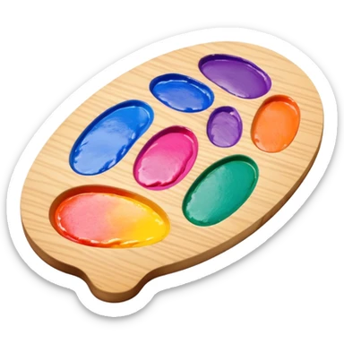 A palette shaped like a fingerprint with colorful paints, representing unique artistic identity sticker