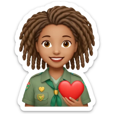 Girl Scouts African American girl with locs heart  sticker