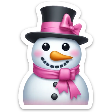 coquette snowman with a pink bow sticker