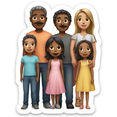 Family of 6: 4 daughters and one mom and dad sticker