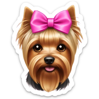 Pink bow on a yorkie  sticker