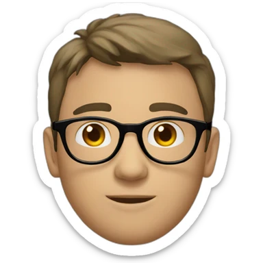 white-male-brunette-black-round-glasses sticker