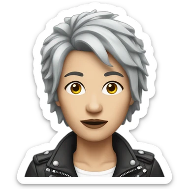 Grayhaired woman in punk rock style sticker