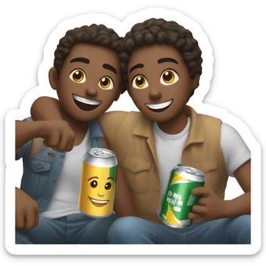 3 friends having a beer sticker
