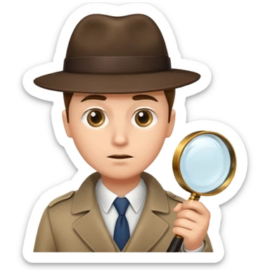 a detective looking at something with magnifying glass sticker