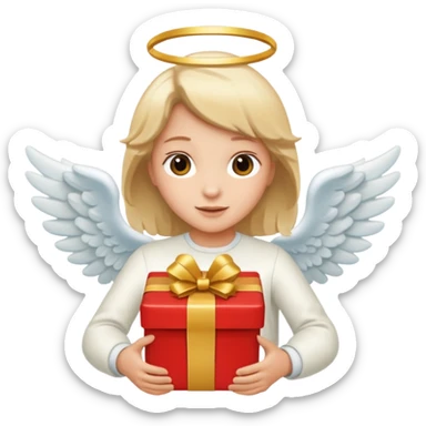 angel with present flying sticker