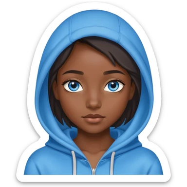 Pretty black girl with blue eyes and edges wear hoodie  sticker
