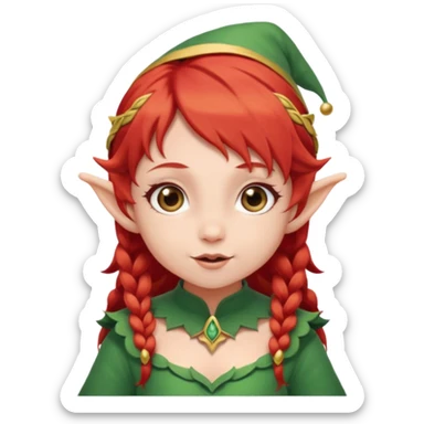 baby elf girl red hair sticker