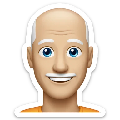 bald older white man blue eyes smiling  sticker
