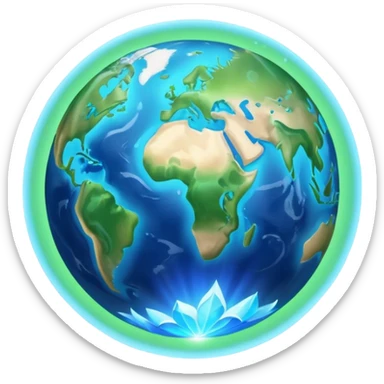 earth with blessing light sticker