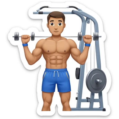 standing fit man with blue shorts cable-machine-exercise sticker