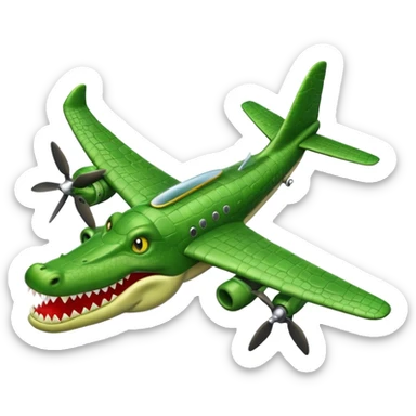 Make an emoji of a bomber plane crocodile. sticker