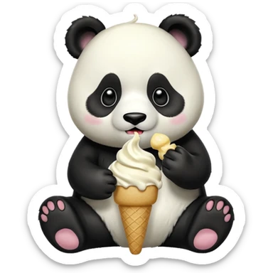 Panda eating ice cream sticker