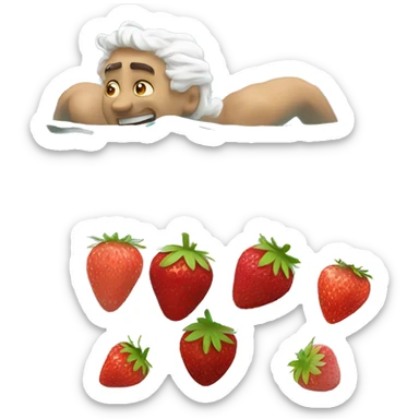 Man swimming White eating strawberries sticker