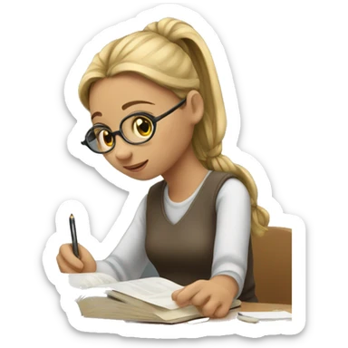 Girl studying  sticker
