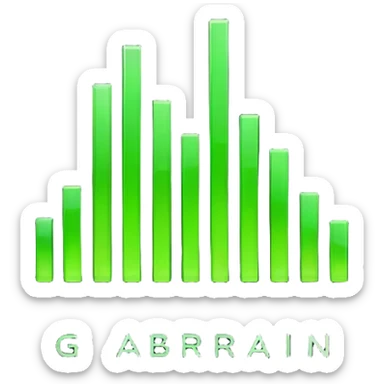Sleek, modern logo for “Gigabrain”: four neon‑green vertical bars (brainwave/chart) with subtle circuitry on a dark background, “GIGABRAIN” in bold geometric sans‑serif, flat minimalist tech style.
 sticker