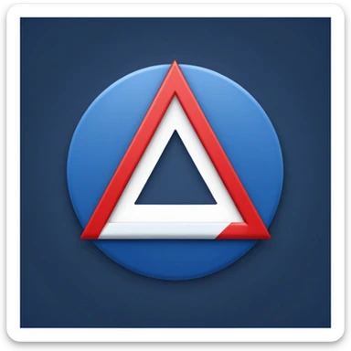 Circle with a triangle and a sideways i sticker