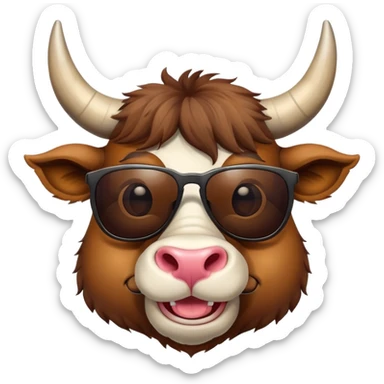 friendly anthropomorphised bull head wearing sunglasses sticker