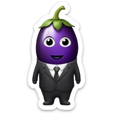 Eggplant wearing suit sticker