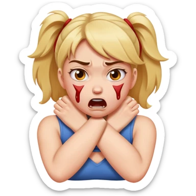 A girl choking herself angry but also playfully  sticker