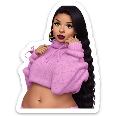 dark beauty in pink sweater sticker