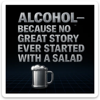 Simplify the vaporwave card: use a minimal neon grid background, one drink icon, and bold chrome text for the quote. Remove extra graphics and keep the color palette clean and limited. sticker