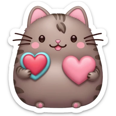 red heart pusheen  sticker