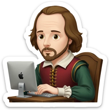 Shakespeare portrait very faithful to original dealing with a computer sticker