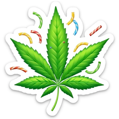 marijuana leaf with candy sprinkles falling around it sticker