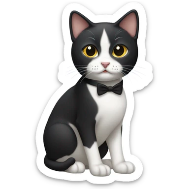 Small tuxedo short-haired cat with a black face sticker