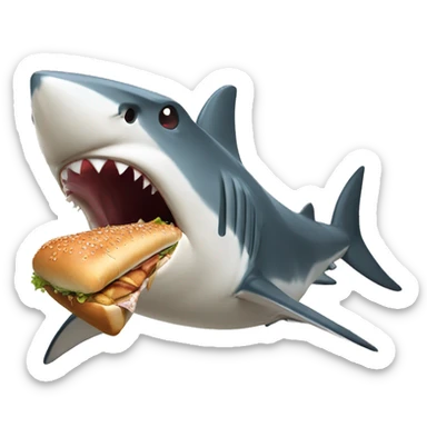 Shark eating nuclear turkey chicken sub sticker
