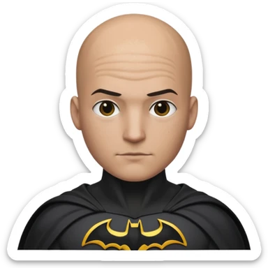 I Want a 25 years old man with no hair in a batman costume sticker