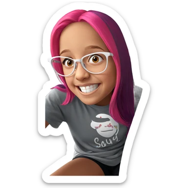 smiling girl with pink hair sticker
