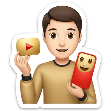 a happy holding youtube golden play button sticker