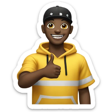 smiling boy giving thumbs up dressed as bladee  sticker